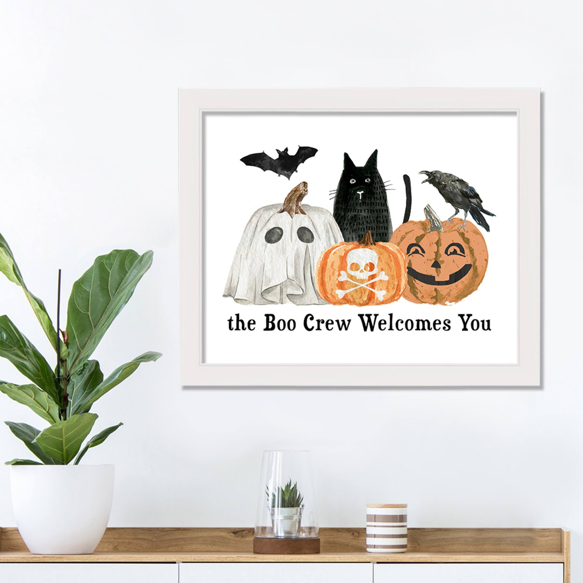 The Boo Crew Welcomes You White Framed Print Wall Art